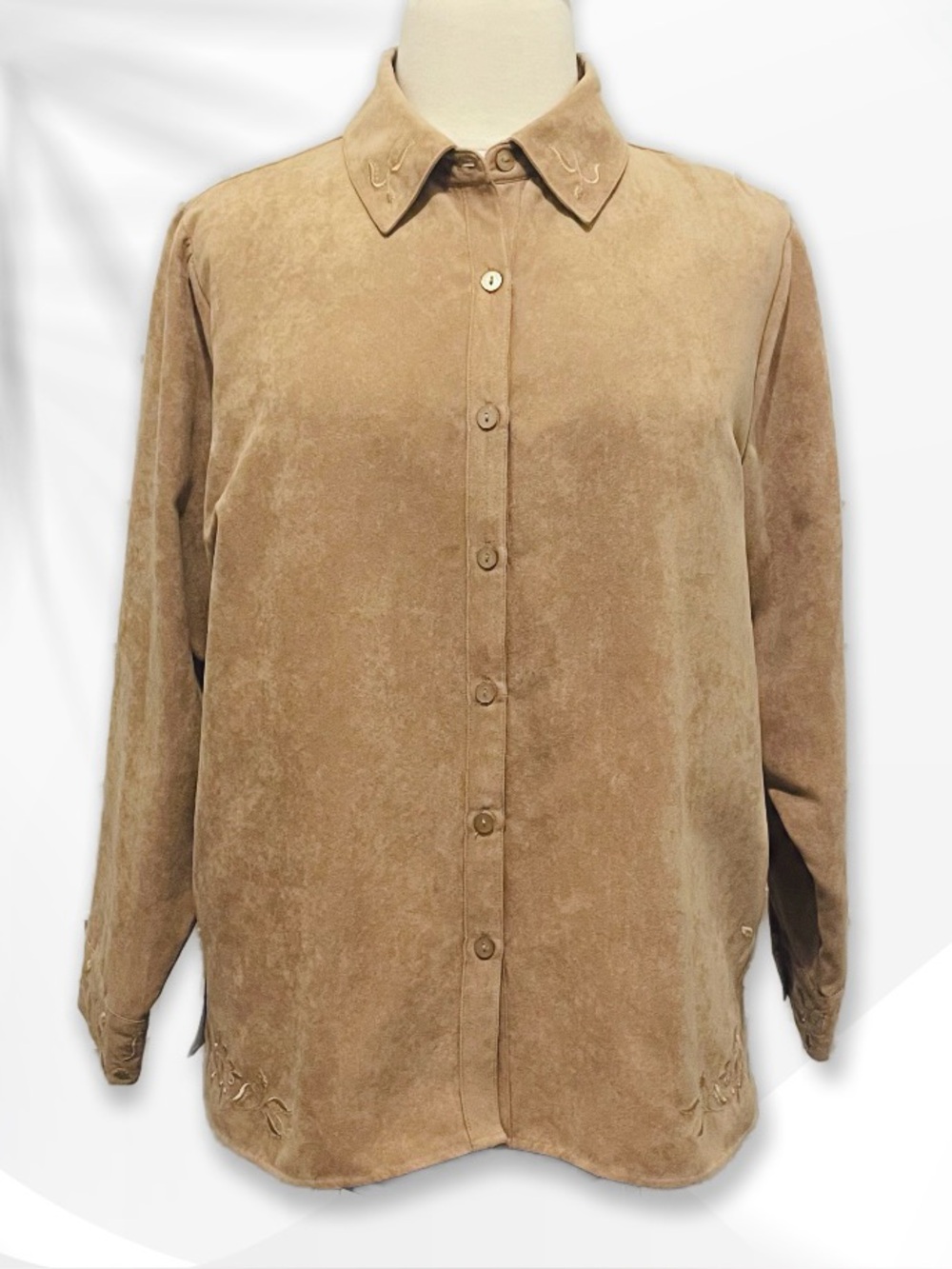 Relativity Woman Suede-Look Blouse in Camel 2X